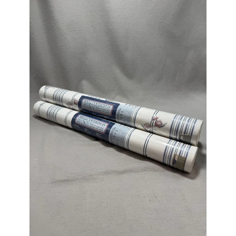 C&A Wallcoverings Vintage Wallpaper 3 Rolls Floral Stripe CP3092 Run 7 Farmhouse